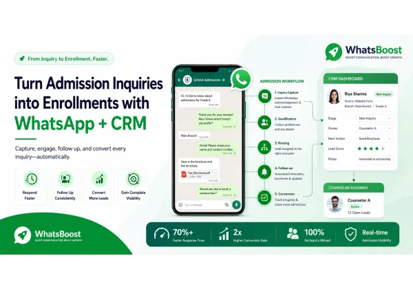 Automatitza les consultes d'admissió escolar amb WhatsApp i CRM