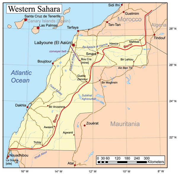 Mapa de Western Sahara