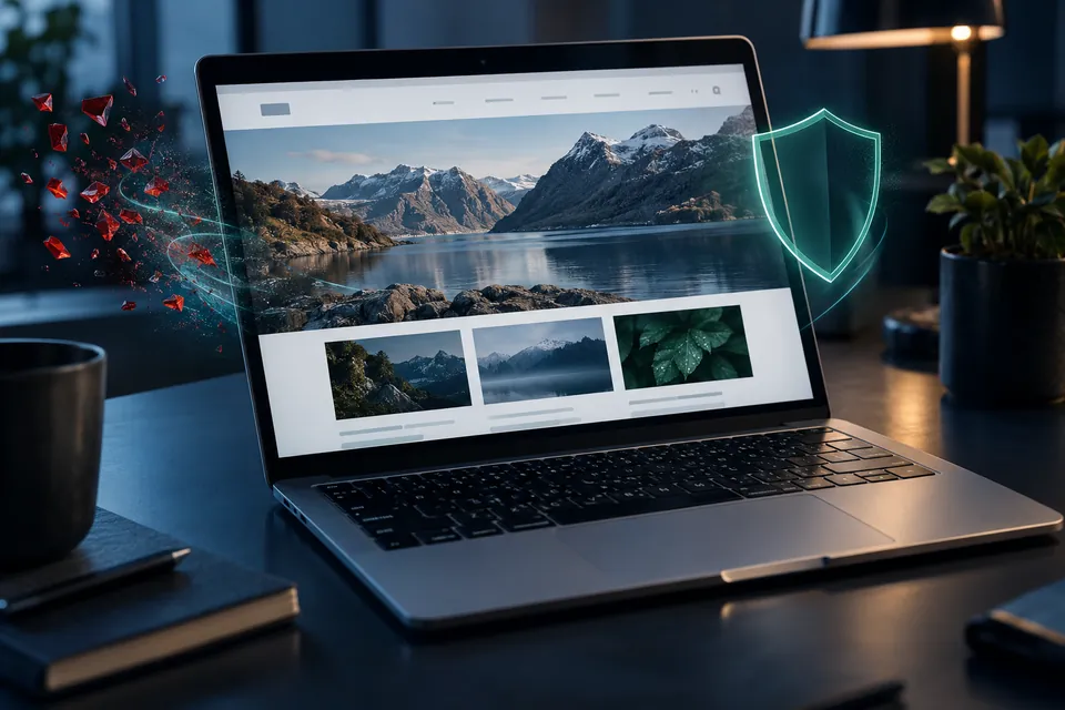 Ilustración de una web recuperada y protegida tras eliminar malware
