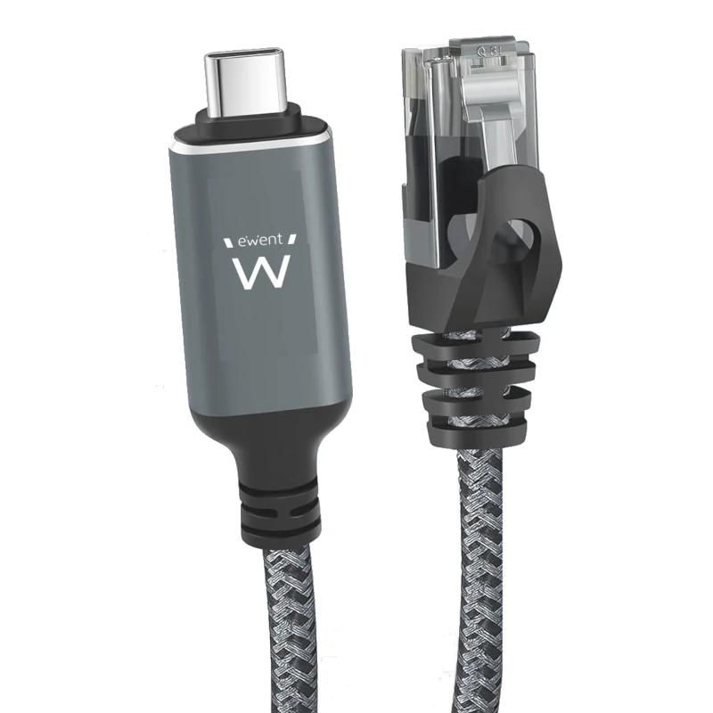 Ewent EC2002 USB-C to RJ45 Cable CAT6 1Gbps 2m