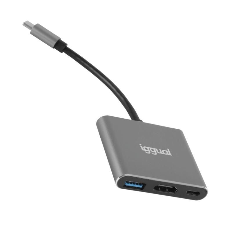 Hub USB-C 3 en 1 iggual IGG318461 HDMI 4K PD 100W negre