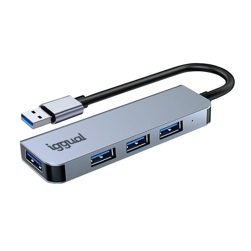 Hub USB-A 3.0 iggual IGG319246 4 ports plata