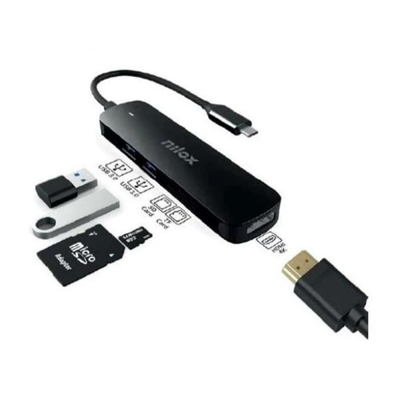 Hub USB-C 5 en 1 Nilox NXDSUSBC05 negre alumini