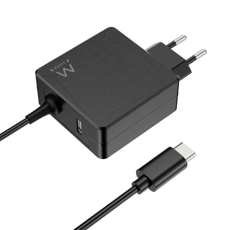 Carregador de paret Ewent EW3978 USB-C PD 65 W + USB-A, negre