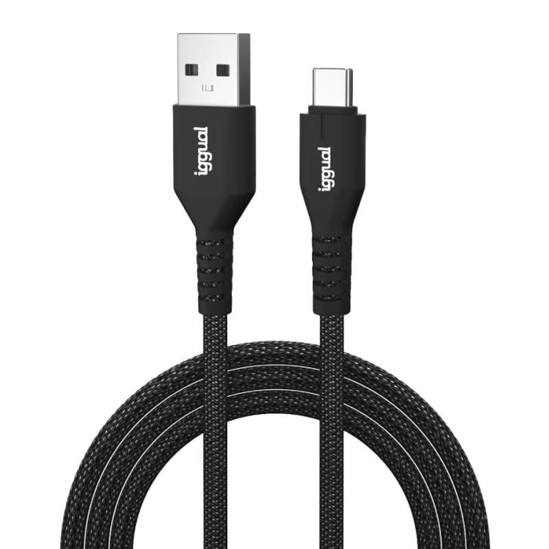 iggual USB-A to USB-C Cable IGG319888 3A 1 m Black Braided