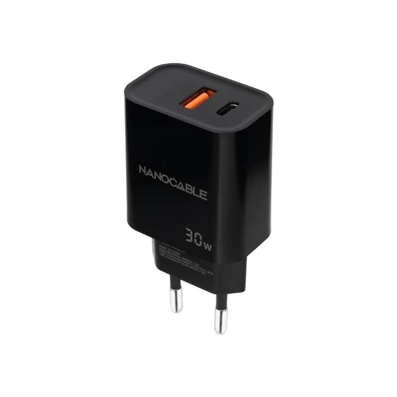 Carregador de paret Nanocable 10.10.2012 USB-C PD + USB-A QC 30W Negre