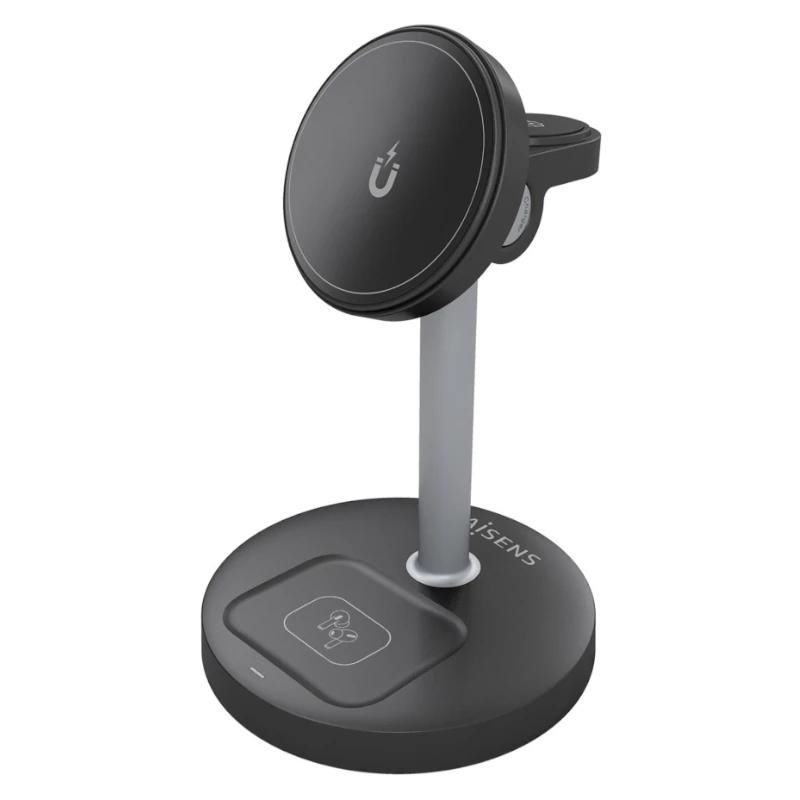 Cargador inalámbrico Aisens ASCH-15W3WC066-BK 3 en 1 negro