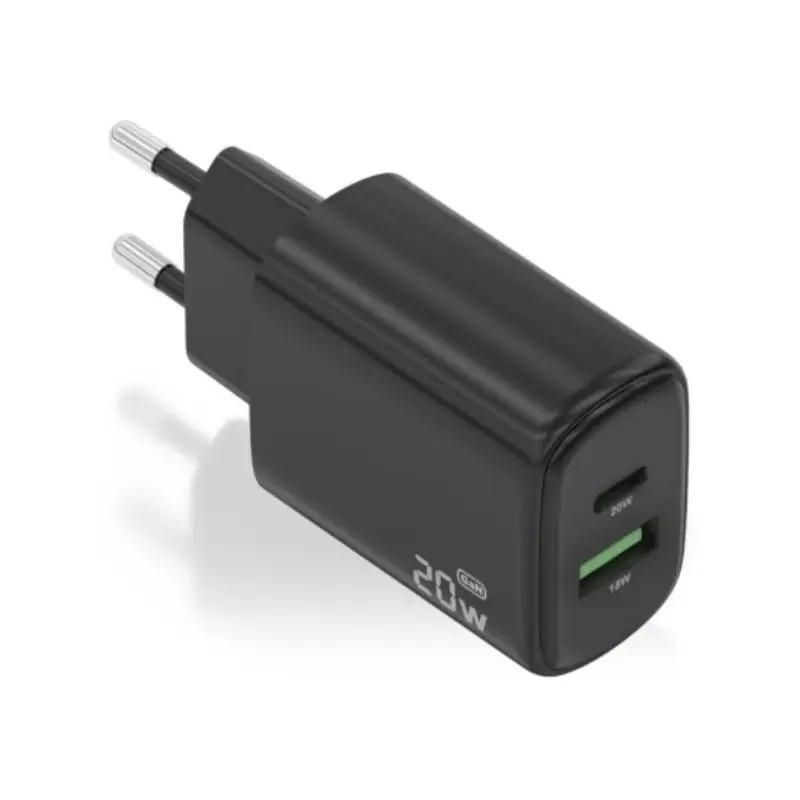 Cargador GaN Aisens A110-0910 20W USB-C PD3.0 y USB-A negro