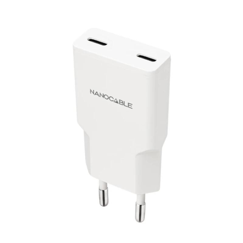 Carregador NanoCable 10.10.2023 2xUSB-C/PD 20W Blanc