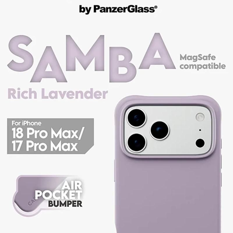 Coque ou protection pour téléphone PanzerGlass Care Samba Case Lavander MagSafe iP 18Pro 17Pro