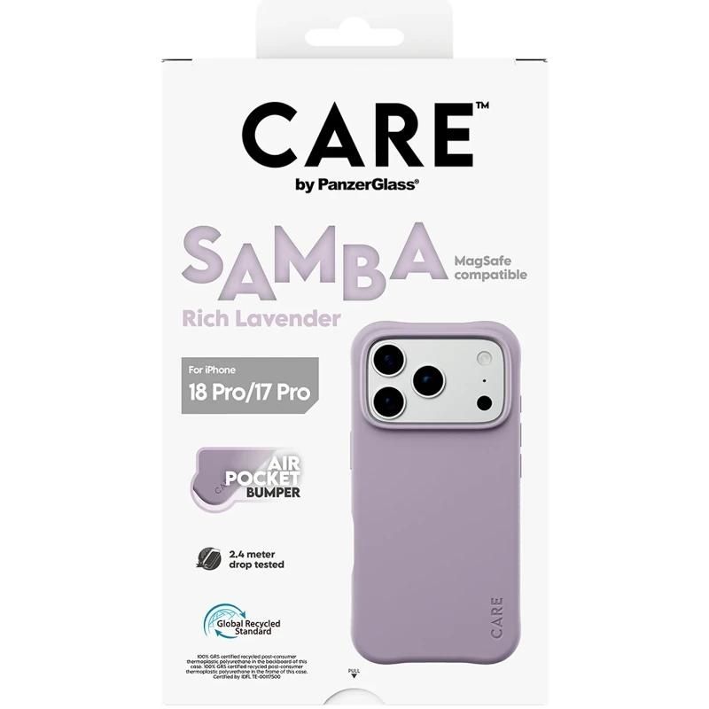Funda o protector para móvil PanzerGlass Care Samba Case Lavender MagSafe iP 18PMx 17PMx