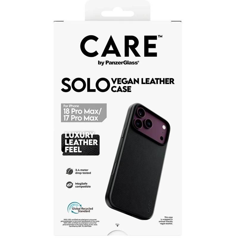 Funda o protector para móvil PanzerGlass Care VeganLeatherCase Black MagSafe iP 18PMx 17PMx