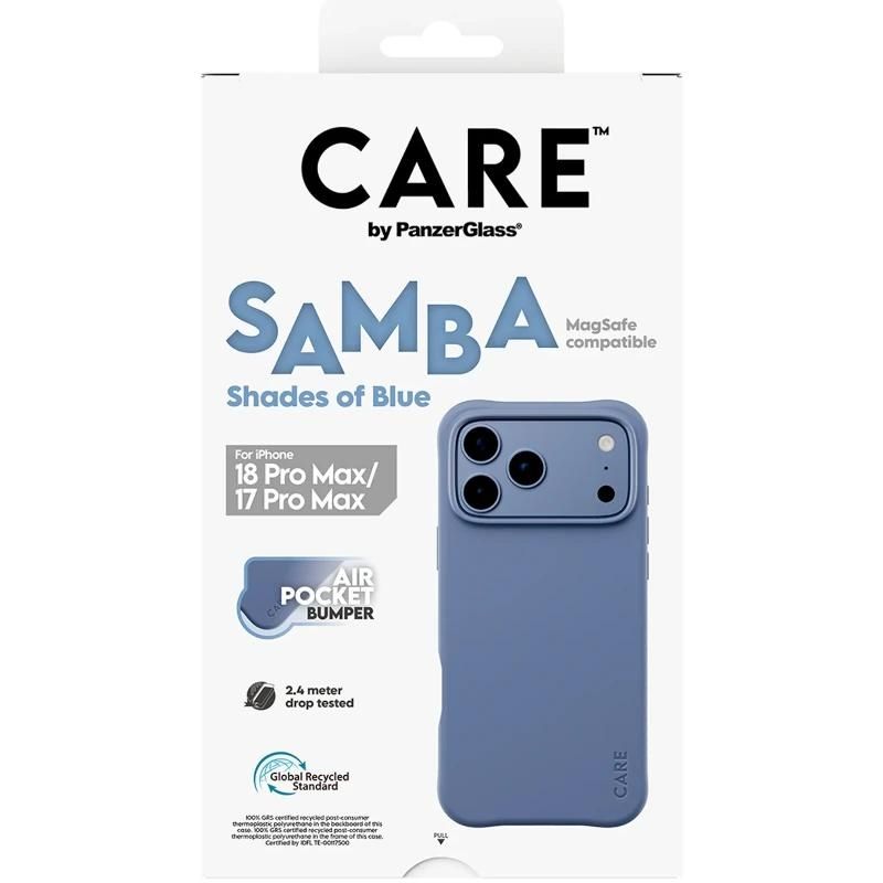 Coque ou protection pour téléphone PanzerGlass Care Samba Case Shades Blue MagSafe iP 18PMx 17PMx