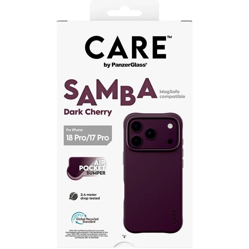 Coque ou protection pour téléphone PanzerGlass Care Samba Case Cherry MagSafe iP 18Pro 17Pro