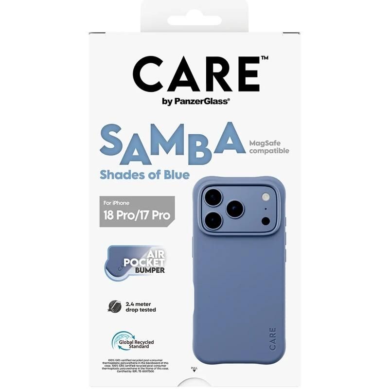 Coque ou protection pour téléphone PanzerGlass Care Samba Case Shades Blue iP 18Pro 17Pro