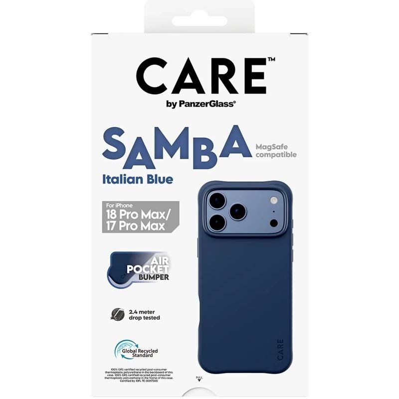 Funda o protector para móvil PanzerGlass Care Samba Case ItalianBlue MagSafe iP 18PMx 17PMx