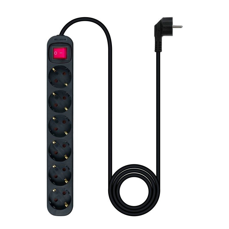 Nanocable 10.37.0006-BK 6-way switched power strip black