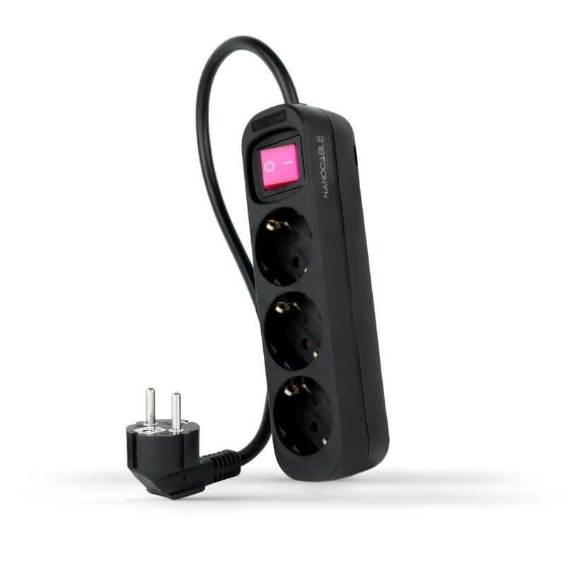 Regleta eléctrica NANOCABLE 3 Tomas Interruptor Negro