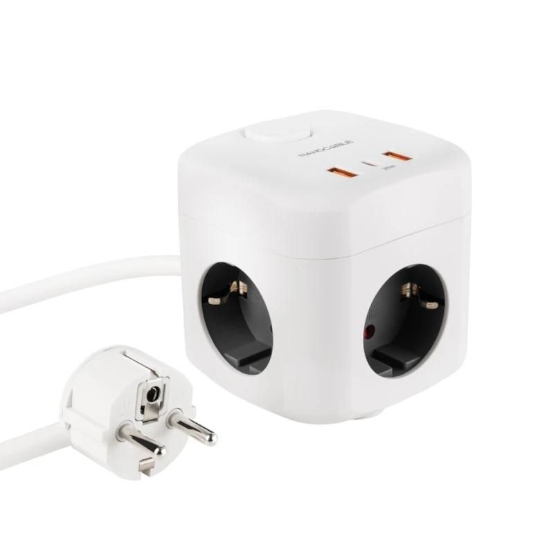 Power strip NANOCABLE Base de enchufe con 3 USB c/ interruptor