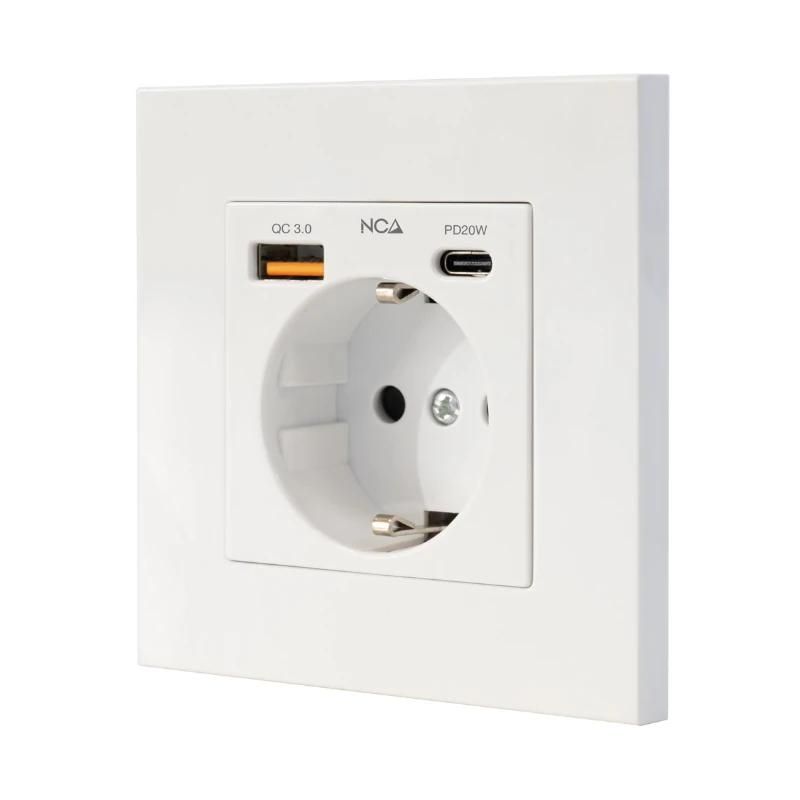 Power strip NANOCABLE Base Pared toma SCHUKO 2USB-C PD20W