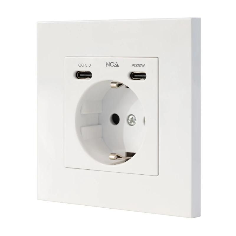 Power strip NANOCABLE Base Pared toma SCHUKO 2USB Max .2.4A