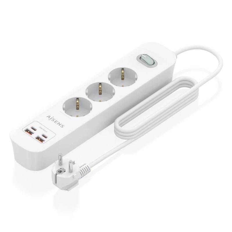 Power strip Aisens 3 tomas interruptor PD 2xUSBC 2xUSB