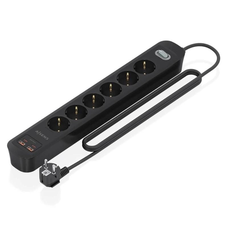 Regleta eléctrica Aisens 6 tomas interruptor PD 2xUSBC 2xUSB