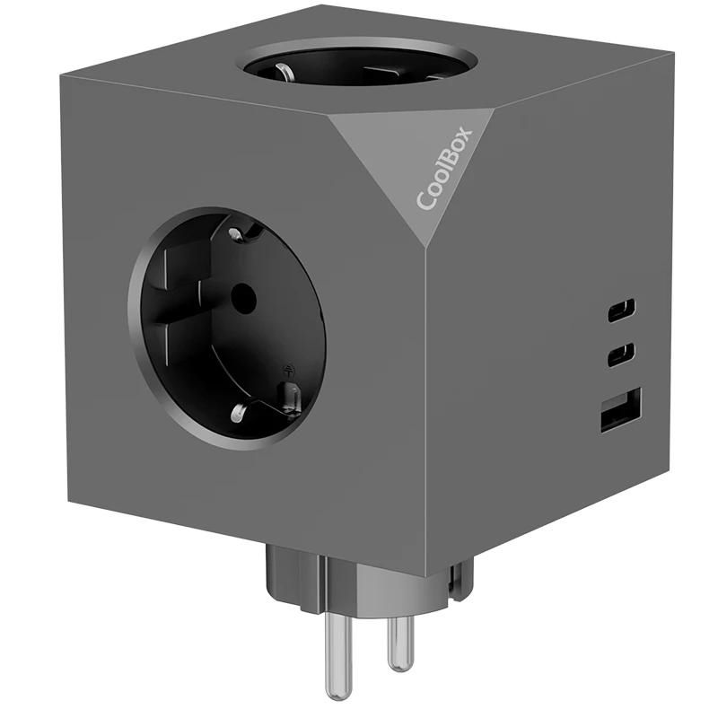 Regleta eléctrica CoolBox CUBIK Base 3 Enchufes Carga USB C+A