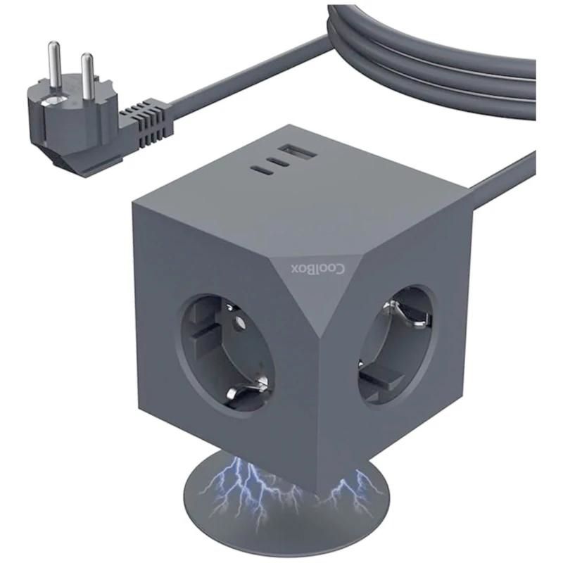 Power strip CoolBox CUBIK 3 Enchufes Cubo Magnético Carga USB