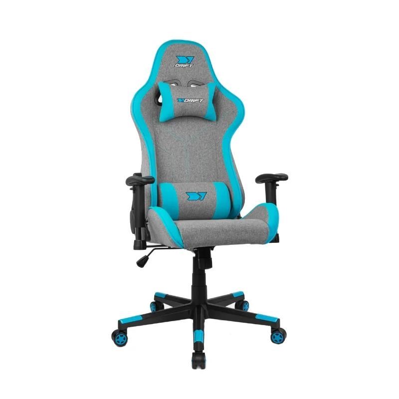 Chaise gaming DRIFT DR90 PRO gris/bleu avec accoudoirs 2D