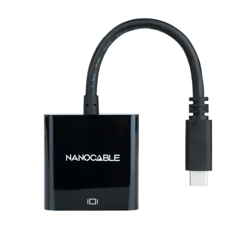 Audio or video cable NANOCABLE Conversor USB-C/M a VGA/H black 10cm