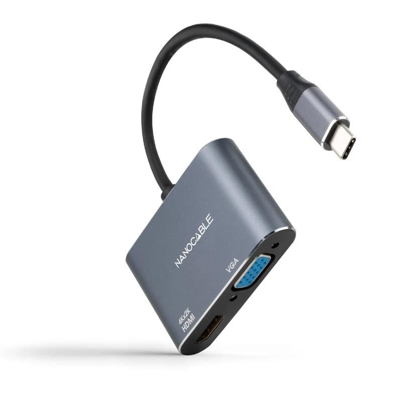 Cable de imagen o sonido NANOCABLE Conversor USB-C/M a HDMI-VGA/H 15 cm