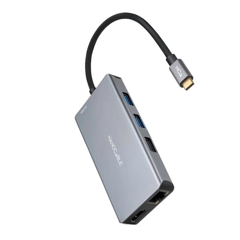 Audio or video cable NANOCABLE Hub USB-C 3xUSB-A+2xHDMI+RJ45+TF+SD+PD