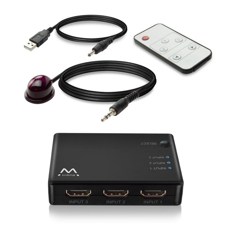 Conmutador HDMI 4K 3x1 Ewent EW3730 con mando a distancia