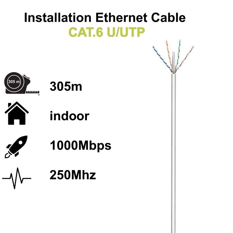 Cable o accessori Ewent Bobina Cable Red Cat. 6 U/UTP, PVC, 305mt