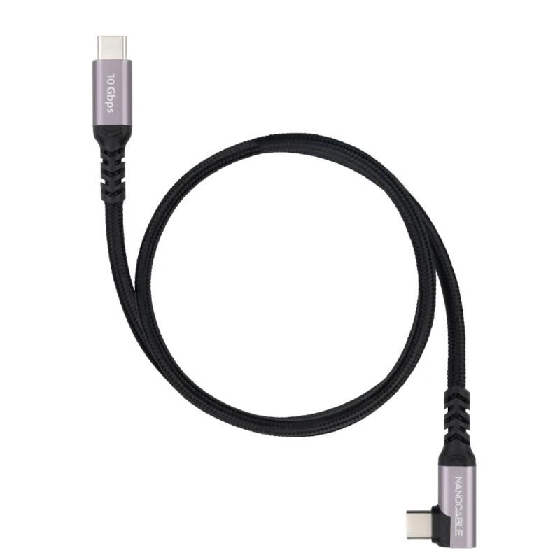 Cable o accessori NANOCABLE Cable USB-C 3.2 GEN2 Acodado 100W 0.5 M