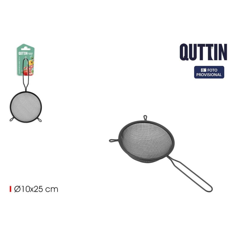 Strainer Quttin Black Metal Ø 10 cm (24 Units)