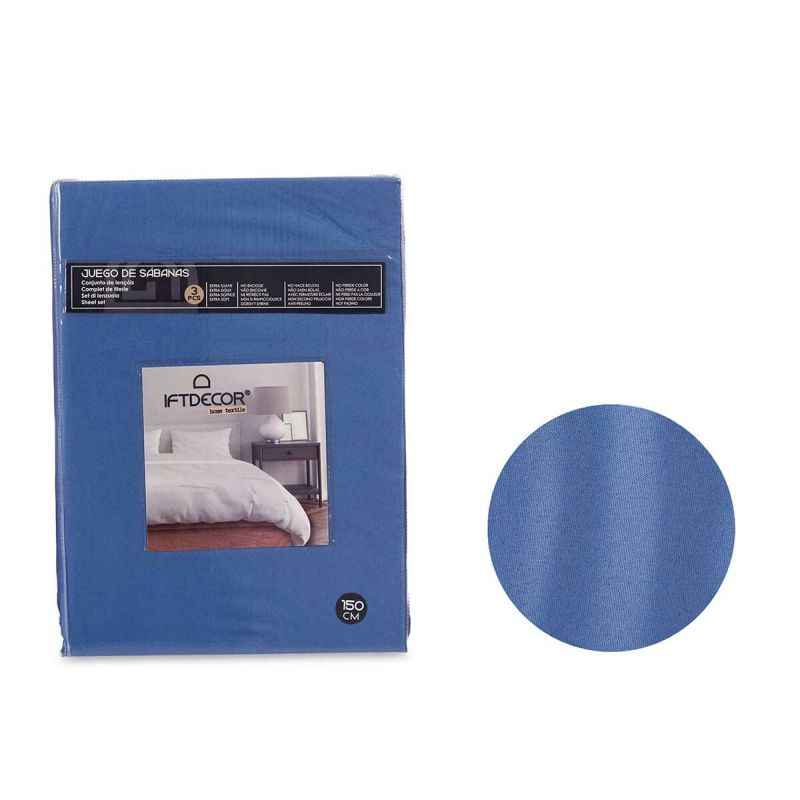 Juego de Sábanas Gift Decor Azul Cama de 150 3 Piezas
