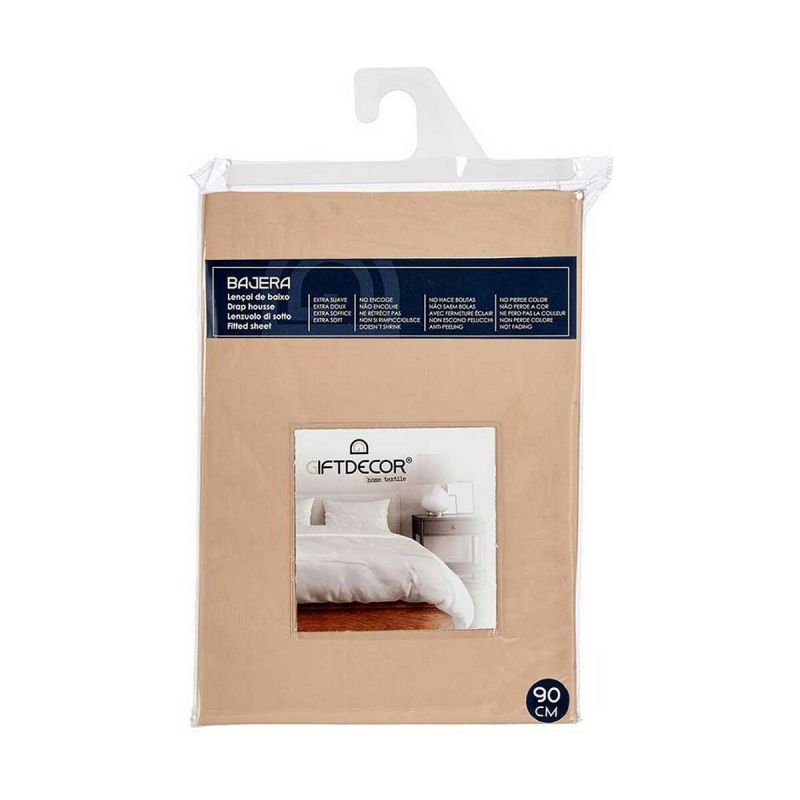 Fitted sheet Gift Decor Beige 90 cm (12 Units)