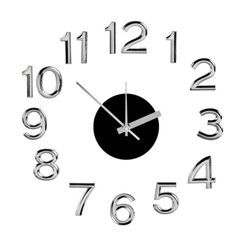 Wall Clock Gift Decor White Silver ABS EVA Ø 35 cm Sticker (6 Units)