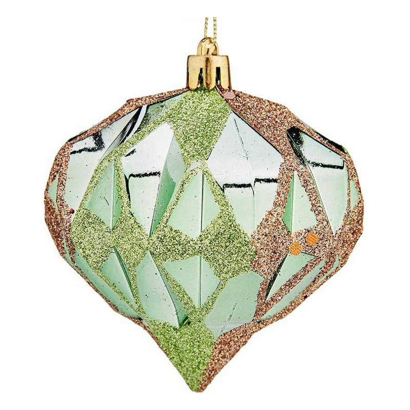 Bolas de Navidad Krist+ Verde Plástico Diamante Ø 8 cm 6 Unidades
