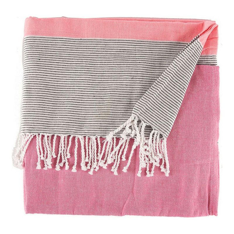 Multipurpose throw Gift Decor Pink 160 x 200 cm 40 x 9 x 8 cm Stripes