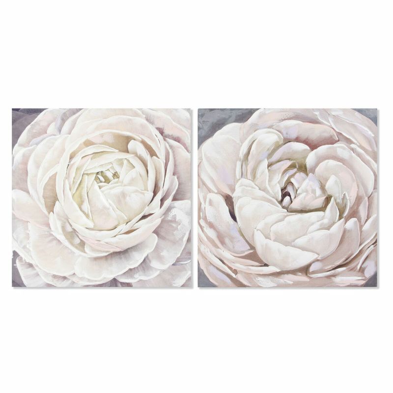 Canvas DKD Home Decor Canvas MDF Wood 80 x 3 x 80 cm Flower