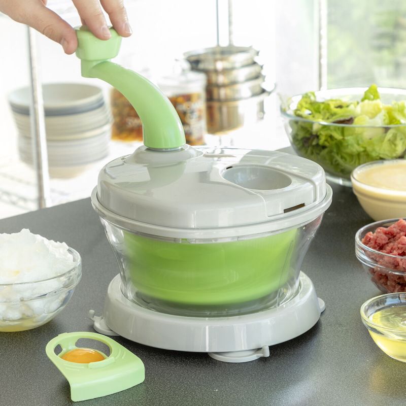 Centrifugadora, Picadora y Mezcladora Manual 4 en 1 con Accesorios y Recetas Chopix InnovaGoods