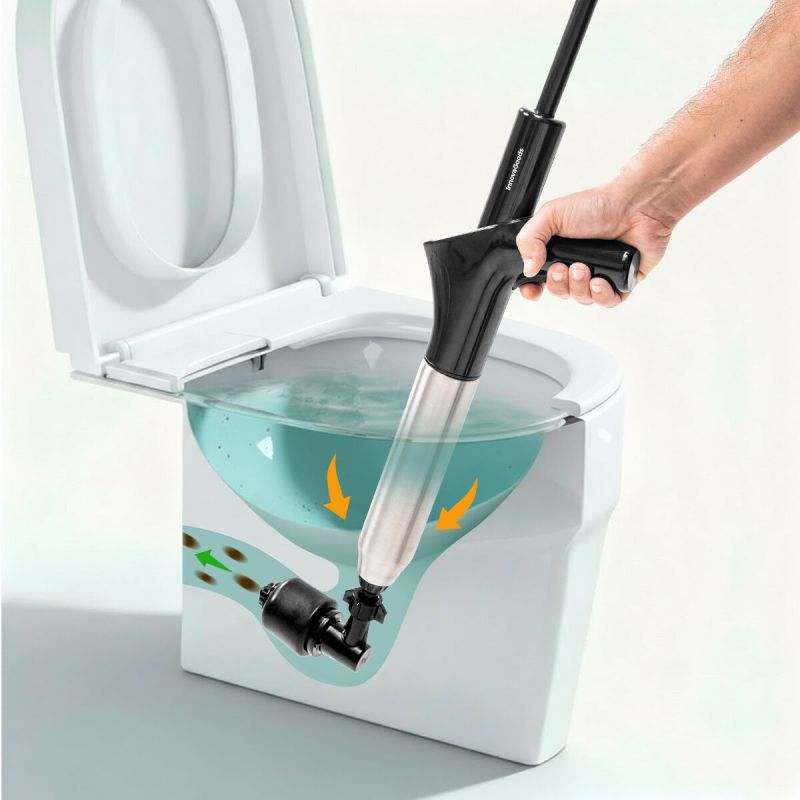High-Pressure Compressed Air Plunger with Accessories and 5-in-1 Pressure Gauge Jetpro InnovaGoods