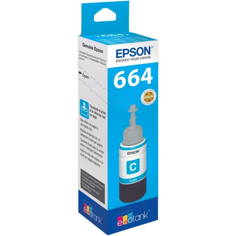Cartouche d'encre Epson Botella Tinta Ecotank T6641 Cyan