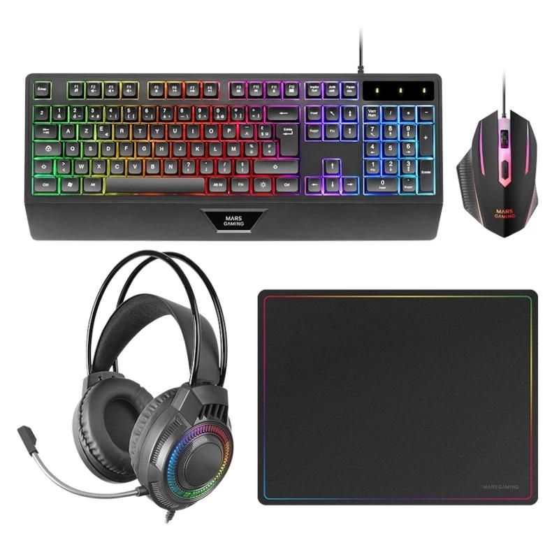 Conjunto de teclado y ratón Mars Gaming TECLADO+RATON+ALFOMBRILLA+AURICULAR
