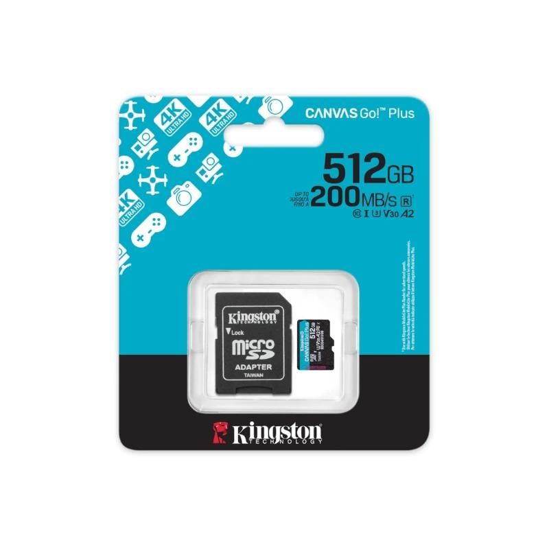 Targeta de memòria Kingston microSD Canvas Go! Plus 4 512GB 200 MB-s