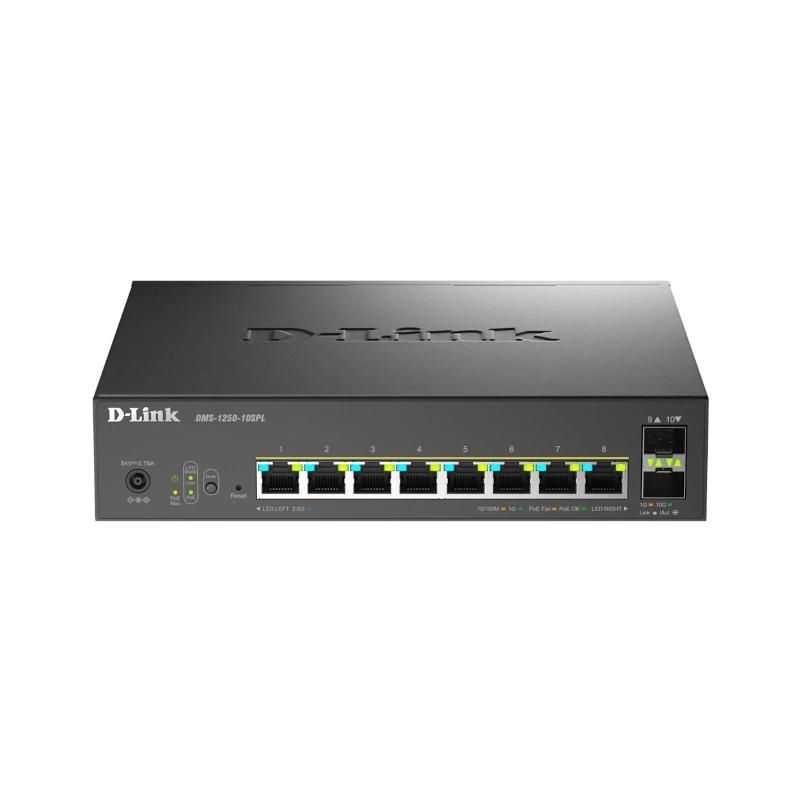 Commutador de xarxa D-Link DMS-1250-10SPL/E Switch 8xMG PoE 2xSFP+ L2