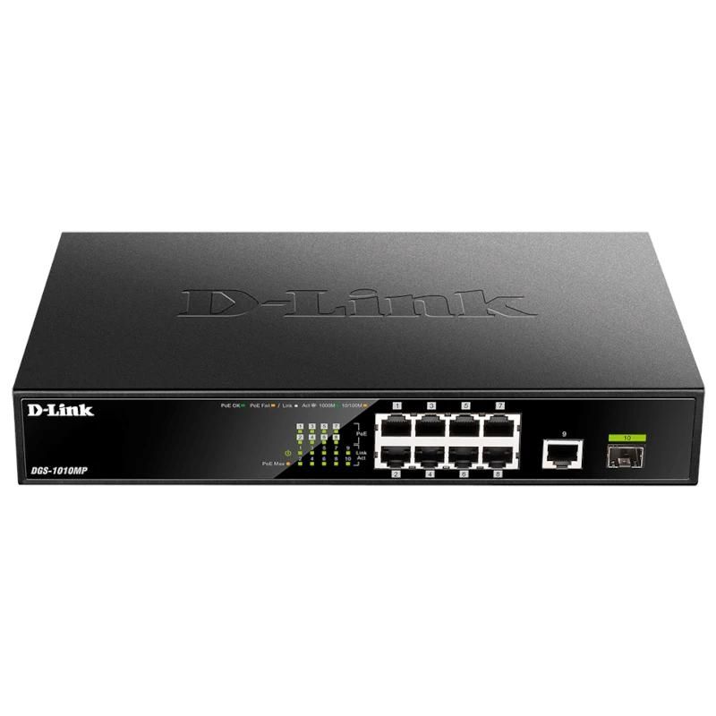 Commutador de xarxa D-Link DGS-1010MP/E Switch 8xG PoE 1xG Up 1xG SFP